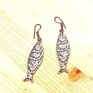 Silver fish dangle earrings